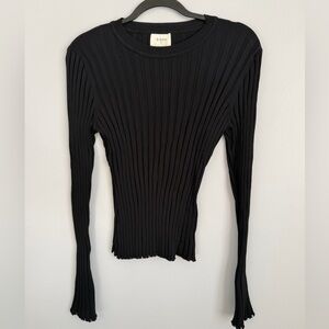 Dissh Size S • Jumper Black Rib Knit Mock Neck Pullover Long Sleeve Sweater.